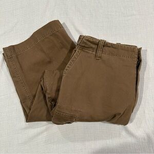 Express Men's Brown Cargo Pants Size 38x30 • 100% Cotton • Velcro Adjust